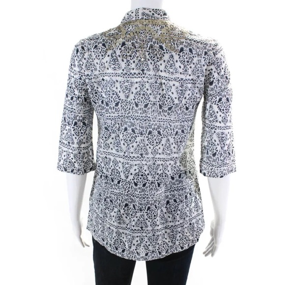 Figue White Black Metallic Embellished Tunic , XXS, Little Oversized, EUC - Picture 3 of 5